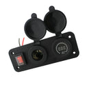 Waterproof 12V Car Marine Boat Cigarette Lighter Socket & Voltmeter with Switch
