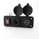 Waterproof 12V Car Marine Boat Cigarette Lighter Socket & Voltmeter with Switch