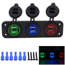 6 Port Red/Blue/Green LED Car Motorcycle USB Charger Power Supply Outlet
