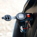 5V 2.1A/1A 2-USB Power Supply Ports Socket Phone GPS Charger with LED Switch for Car Motorcycle