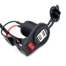5V 2.1A/1A 2-USB Power Supply Ports Socket Phone GPS Charger with LED Switch for Car Motorcycle