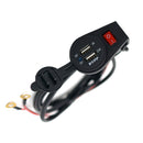 Car Motorcycle Boat Dual USB Port Charger With Switch LED Indicator