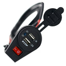 Car Motorcycle Boat Dual USB Port Charger With Switch LED Indicator