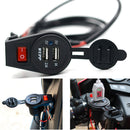 Car Motorcycle Boat Dual USB Port Charger With Switch LED Indicator