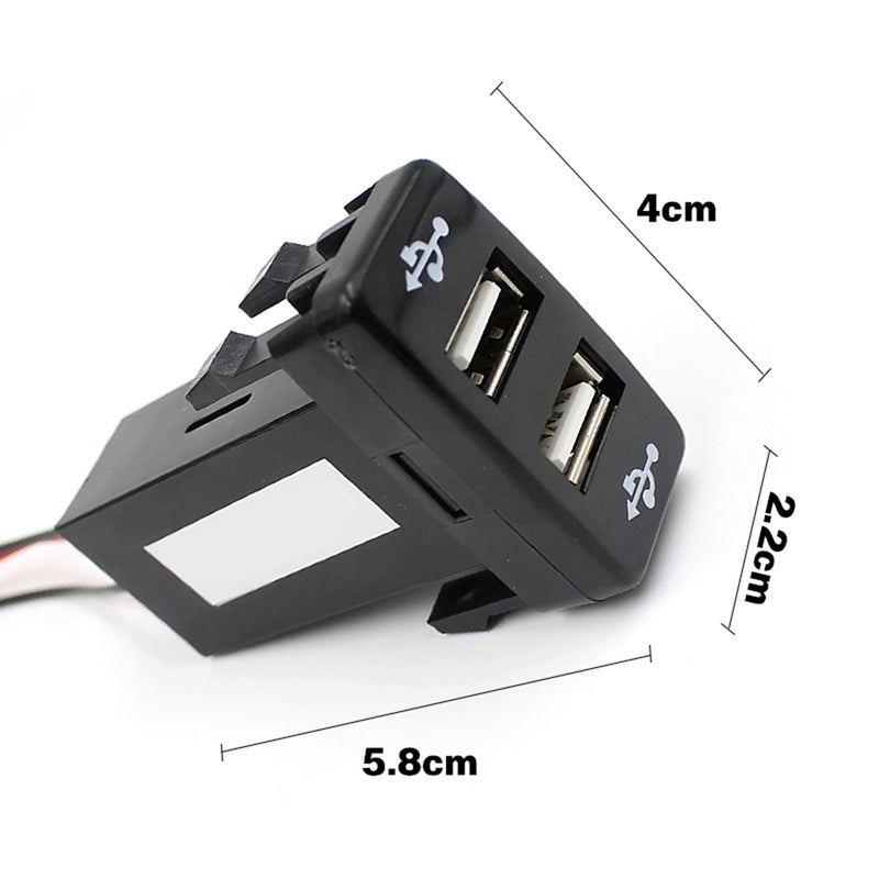 1 Piece Twin Dual Port 2 USB 12V Car Lighter Socket Charger Adapter for TOYOTA VIGO