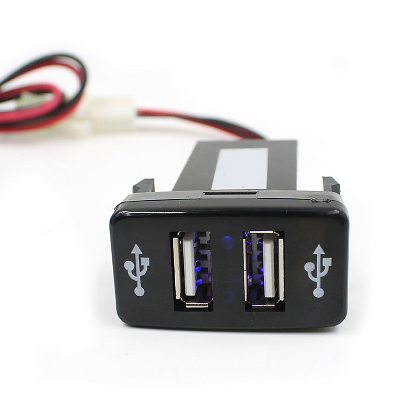 1 Piece Twin Dual Port 2 USB 12V Car Lighter Socket Charger Adapter for TOYOTA VIGO