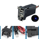 Dual Double Twin 2 USB 12V In Car Audio Input Power Socket Charger Adapter for Toyota