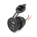 1 Piece Motorcycle Waterproof LED Indicator Dual USB Charger Socket Outlet DC 12V 3.1A Panel Mount