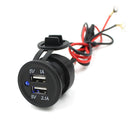 1 Piece Motorcycle Waterproof LED Indicator Dual USB Charger Socket Outlet DC 12V 3.1A Panel Mount