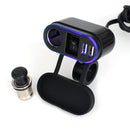 1 Set 12V Motorcycle Car Cigarette Lighter with Power Plug Socket Charger Twin USB Charging