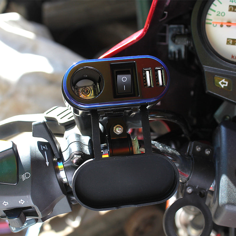 1 Set 12V Motorcycle Car Cigarette Lighter with Power Plug Socket Charger Twin USB Charging