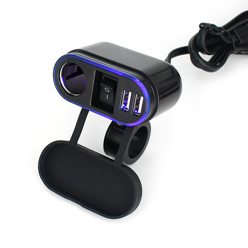 1 Set 12V Motorcycle Car Cigarette Lighter with Power Plug Socket Charger Twin USB Charging