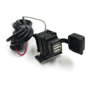 Waterproof Motorcycle Dual USB Charger Adapter Charging Port 12V to 5V/2.1A for Cellphone Tablets GPS and Other Devices