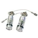 2 Piece H3 100W Super Bright Ice Blue LED Fog Tail Turn DRL Car Light Lamp Bulb