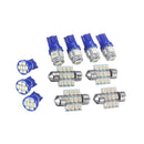 11PCS Universal Blue LED Lights Interior T10 & 31mm Map Dome Lights Lamps