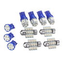 11PCS Universal Blue LED Lights Interior T10 & 31mm Map Dome Lights Lamps