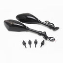 1 Pair Motorcycle Rear View Side Mirrors With Turn Light Screw Adapters