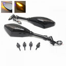 1 Pair Motorcycle Rear View Side Mirrors With Turn Light Screw Adapters