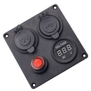 Dual USB Power Charger + Cigarette Socket + Digital Voltmeter Switch Panel