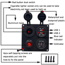 Dual USB Power Charger + Cigarette Socket + Digital Voltmeter Switch Panel