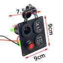 Dual USB Power Charger + Cigarette Socket + Digital Voltmeter Switch Panel