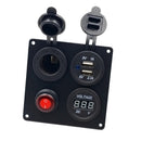 Dual USB Power Charger + Cigarette Socket + Digital Voltmeter Switch Panel