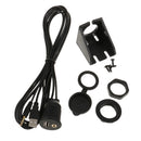 Car Boat Dashboard Flush Mount USB 2.0 AUX Socket Extension Lead Panel Cable
