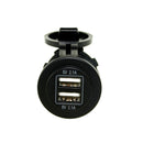 12V-24V Car Motorcycle Dual Port USB Charger Power Outlet With Wires