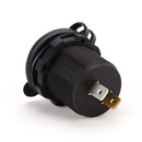 12V-24V Car Motorcycle Dual Port USB Charger Power Outlet With Wires