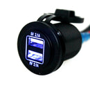 12V-24V Car Motorcycle Dual Port USB Charger Power Outlet With Wires