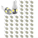 50 Pieces T10 W5W 168 194 5050 5SMD 6000K White LED Light Bulbs