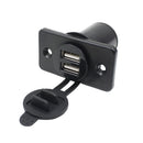 DC12V-24V Car Motorcycle Boat Dual USB Power Charger Socket with Cover Black