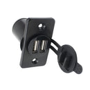 DC12V-24V Car Motorcycle Boat Dual USB Power Charger Socket with Cover Black