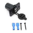 DC12V-24V Car Motorcycle Boat Dual USB Power Charger Socket with Cover Black