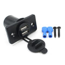 DC12V-24V Car Motorcycle Boat Dual USB Power Charger Socket with Cover Black