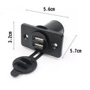 DC12V-24V Car Motorcycle Boat Dual USB Power Charger Socket with Cover Black
