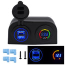 Dual Blue USB Charger +12V Color LED Digital Voltmeter for Car Motorcycle Boat