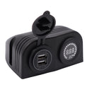 Dual Blue USB Charger +12V Color LED Digital Voltmeter for Car Motorcycle Boat