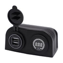 Dual Blue USB Charger +12V Color LED Digital Voltmeter for Car Motorcycle Boat
