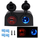 Universal Car Motorcycle Boat 5V 2.1A Red Dual USB Charger+Cigarette Socket