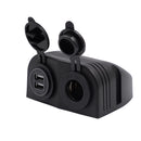 Universal Car Motorcycle Boat 5V 2.1A Blue 2-USB Charger+Cigarette Socket