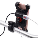 Universal Motorcycle Cell Phone GPS Handlebar Mount Holder with USB Charger