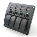 Marine Electric 4 Gang Red LED ON-OFF Rocker Push Switch Panel for Boat RVs