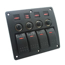 Marine Electric 4 Gang Red LED ON-OFF Rocker Push Switch Panel for Boat RVs