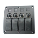 Marine Electric 4 Gang Red LED ON-OFF Rocker Push Switch Panel for Boat RVs