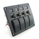 Marine Electric 4 Gang Red LED ON-OFF Rocker Push Switch Panel for Boat RVs