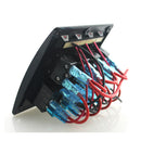 Marine Electric 4 Gang Red LED ON-OFF Rocker Push Switch Panel for Boat RVs