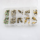 55pcs A/C AC Schrader Valve Cores Assortment for R134a R12 7 Kinds HVAC Kit