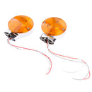 2 Piece Chrome Amber Front Flat Turn Signal Light For Harley Touring Electra Glides