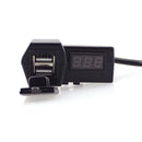 Motorcycle GPS Cell Phone Dual USB Power Socket Charger + Red LED Voltage Voltmeter